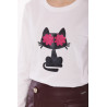 Camiseta Estampada Gato con Flores